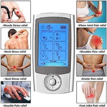 SHENGMI EMS Tens Massager for Pain Management & Rehabilitation with 16 Modes & 8 Pads Massager, Great for Treating Back Neck Stress Sciatic Pain & Muscle Relief - Imported from UK